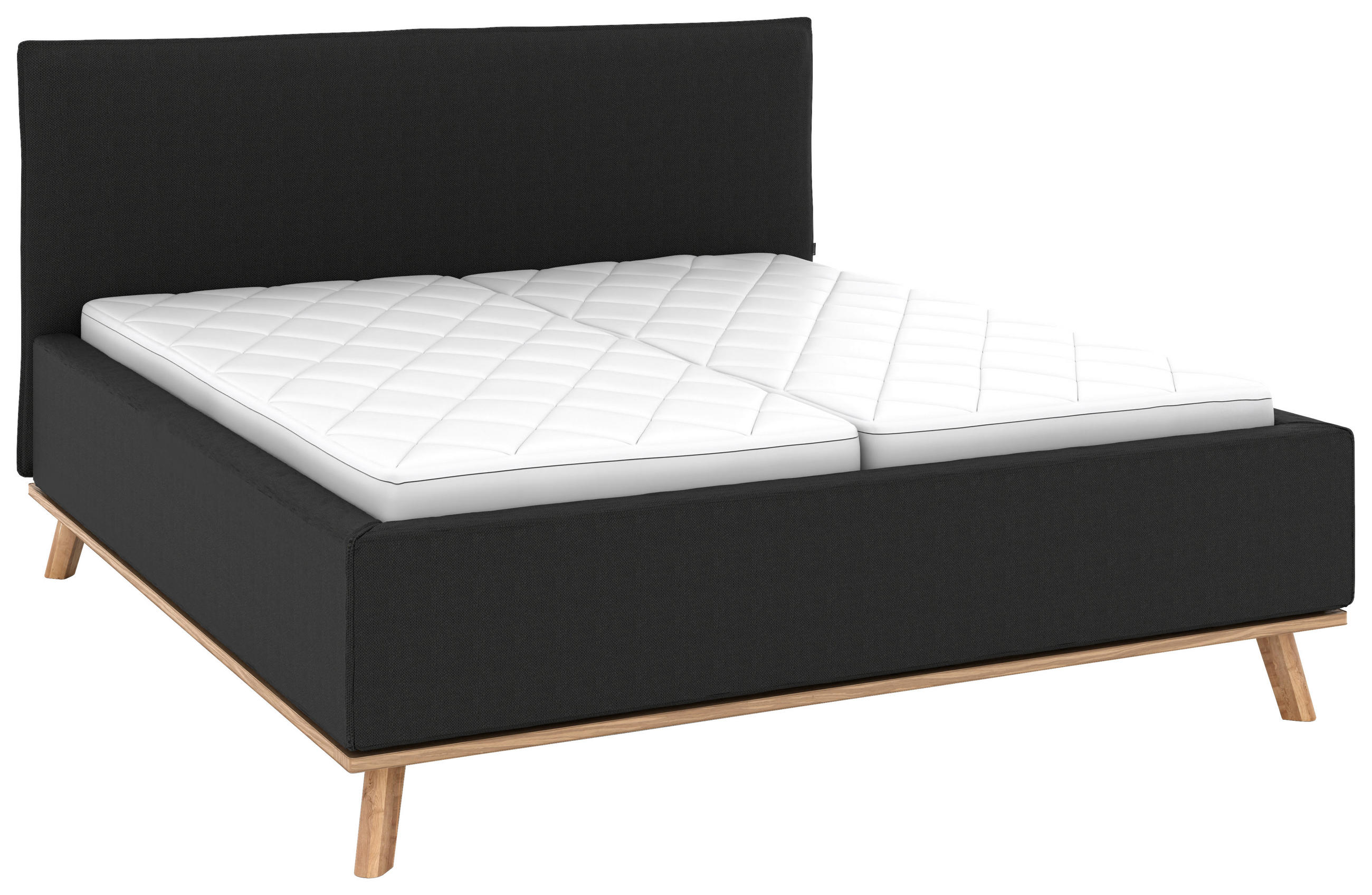 POLSTERBETT Matratze, Lattenrost, Bettkasten 180/200 cm  in Anthrazit  - Eichefarben/Anthrazit, Design, Holz/Textil (180/200cm) - Musterring