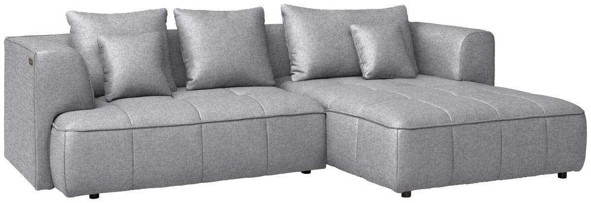 ECKSOFA Webstoff Hellgrau  - Hellgrau/Schwarz, Design, Kunststoff/Textil (288/188cm) - Welnova