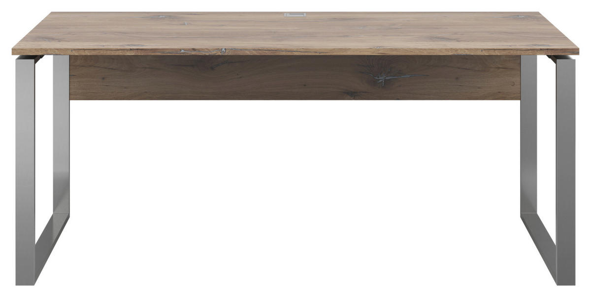 SCHREIBTISCH 180/76/77 cm  in Eiche dunkel  - Eiche dunkel, KONVENTIONELL, Holzwerkstoff/Metall (180/76/77cm) - Voleo