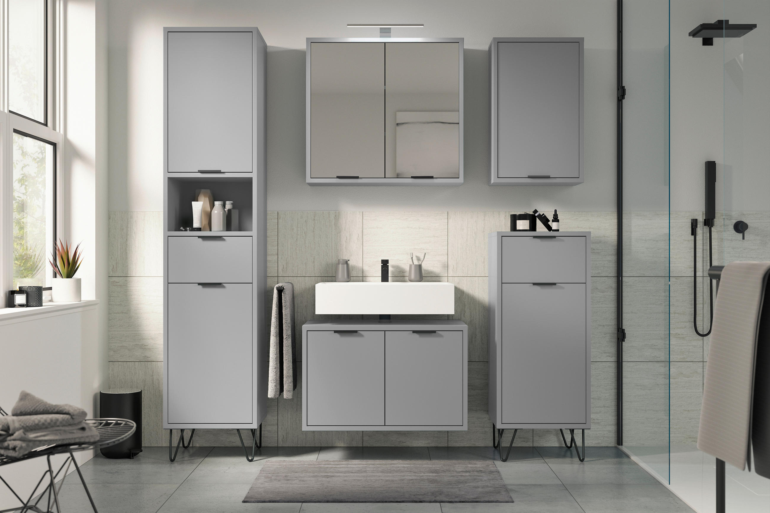 UNTERSCHRANK 41/99/38 cm   - Schwarz/Grau, MODERN, Holzwerkstoff/Metall (41/99/38cm) - Livetastic