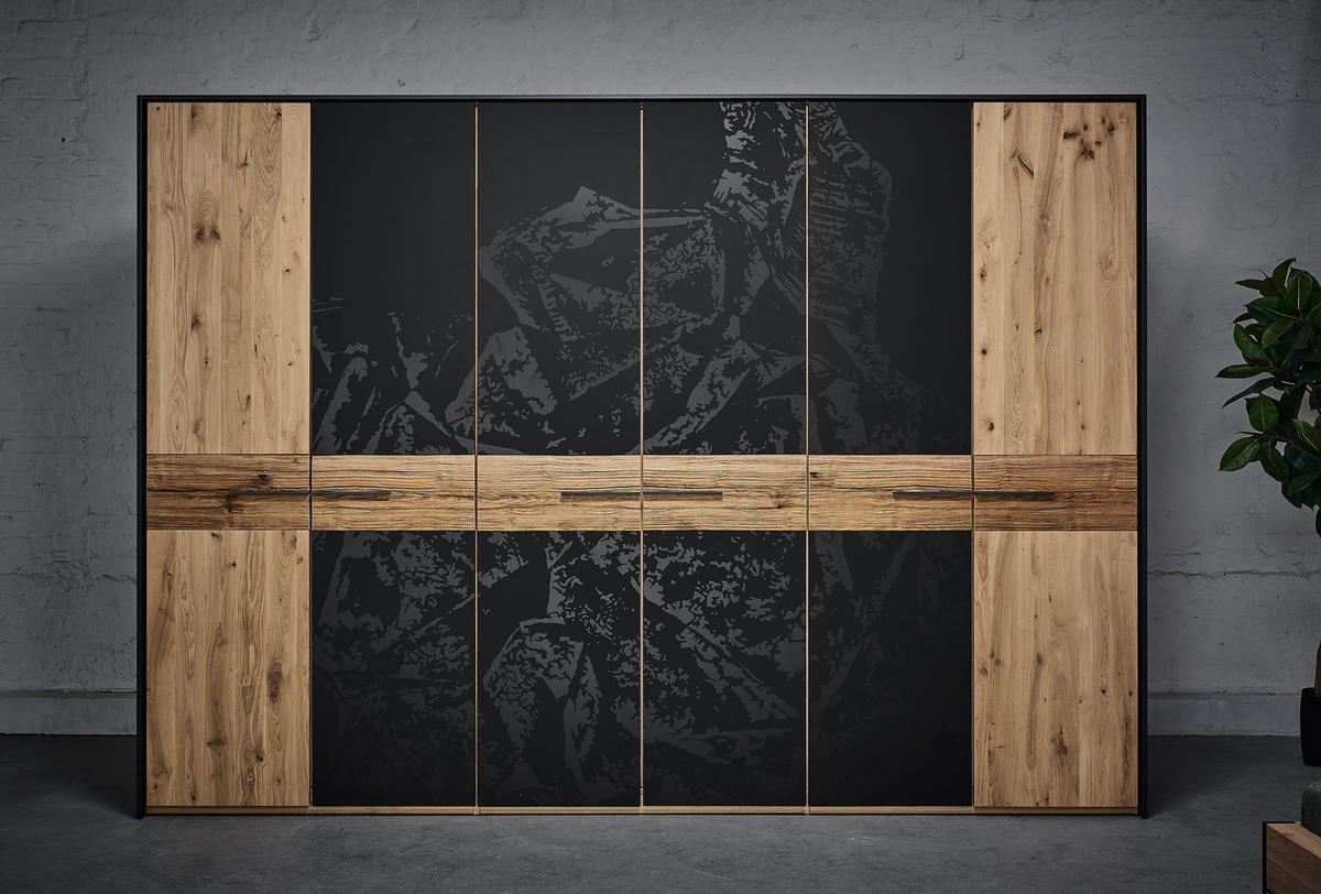 BETTANLAGE 180/200 cm  in Graphitfarben, Eichefarben   - Eichefarben/Graphitfarben, Konventionell, Holz/Metall (180/200cm) - Valdera