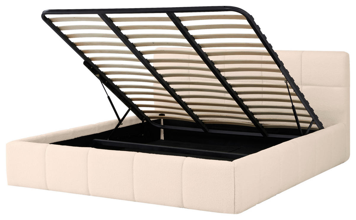 POLSTERBETT 180/200 cm,  in Beige, Lattenrost,  - Beige/Schwarz, MODERN, Holz/Kunststoff (180/200cm) - Livetastic