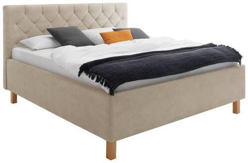 POLSTERBETT Matratze, gepolstertes Kopfteil, Lattenrost, Bettkasten 160/200 cm  in Beige  - Beige, Design, Holz/Holzwerkstoff (160/200cm) - Xora