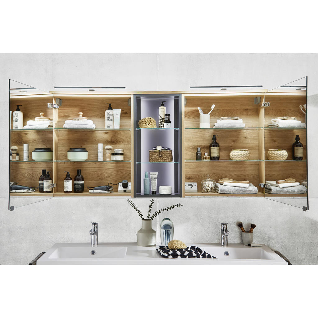 Thumbnail - Dieter Knoll Spiegelschrank, Alteiche, Glas, Eiche, 155x75x18.8 cm, Made in Italy, Badezimmer, Badezimmerspiegel, Spiege...