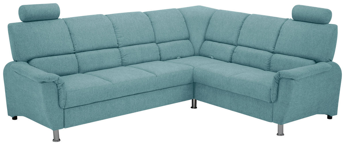 ECKSOFA in Webstoff Blau  - Blau/Silberfarben, Design, Holz/Kunststoff (270/219cm) - Livetastic