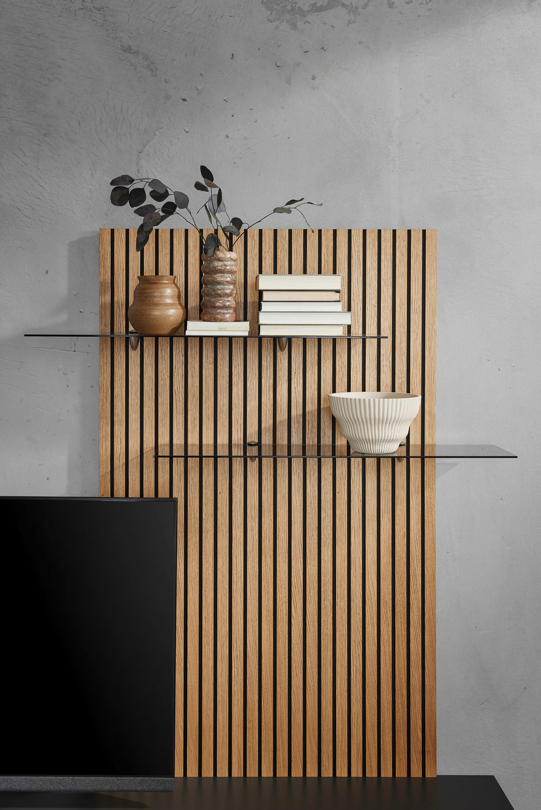 PANOU DE PERETE 91/149/25,7 cm  - culoare lemn stejar, Design, sticlă/lemn (91/149/25,7cm) - Dieter Knoll