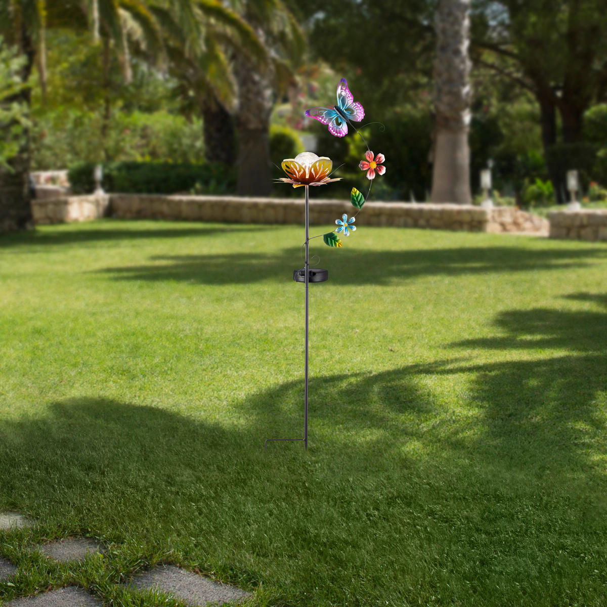 SOLARLEUCHTE Anemone 21,5/82/15,2 cm  - Klar/Schwarz, LIFESTYLE, Glas/Kunststoff (21,5/82/15,2cm) - Ambia Garden