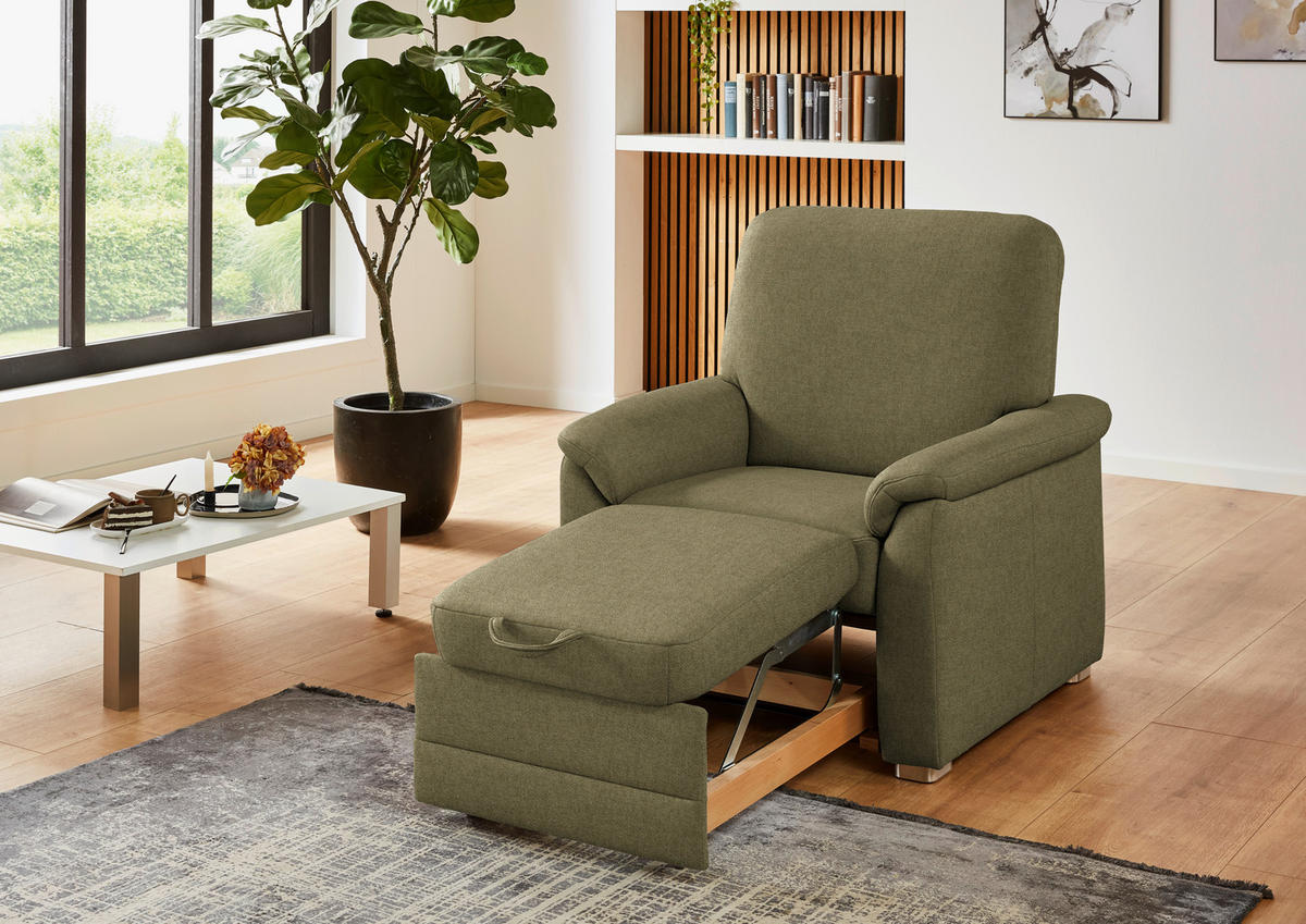 SESSEL in Chenille Schilfgrün  - Schilfgrün/Alufarben, KONVENTIONELL, Textil/Metall (88/96/89cm) - Beldomo Comfort
