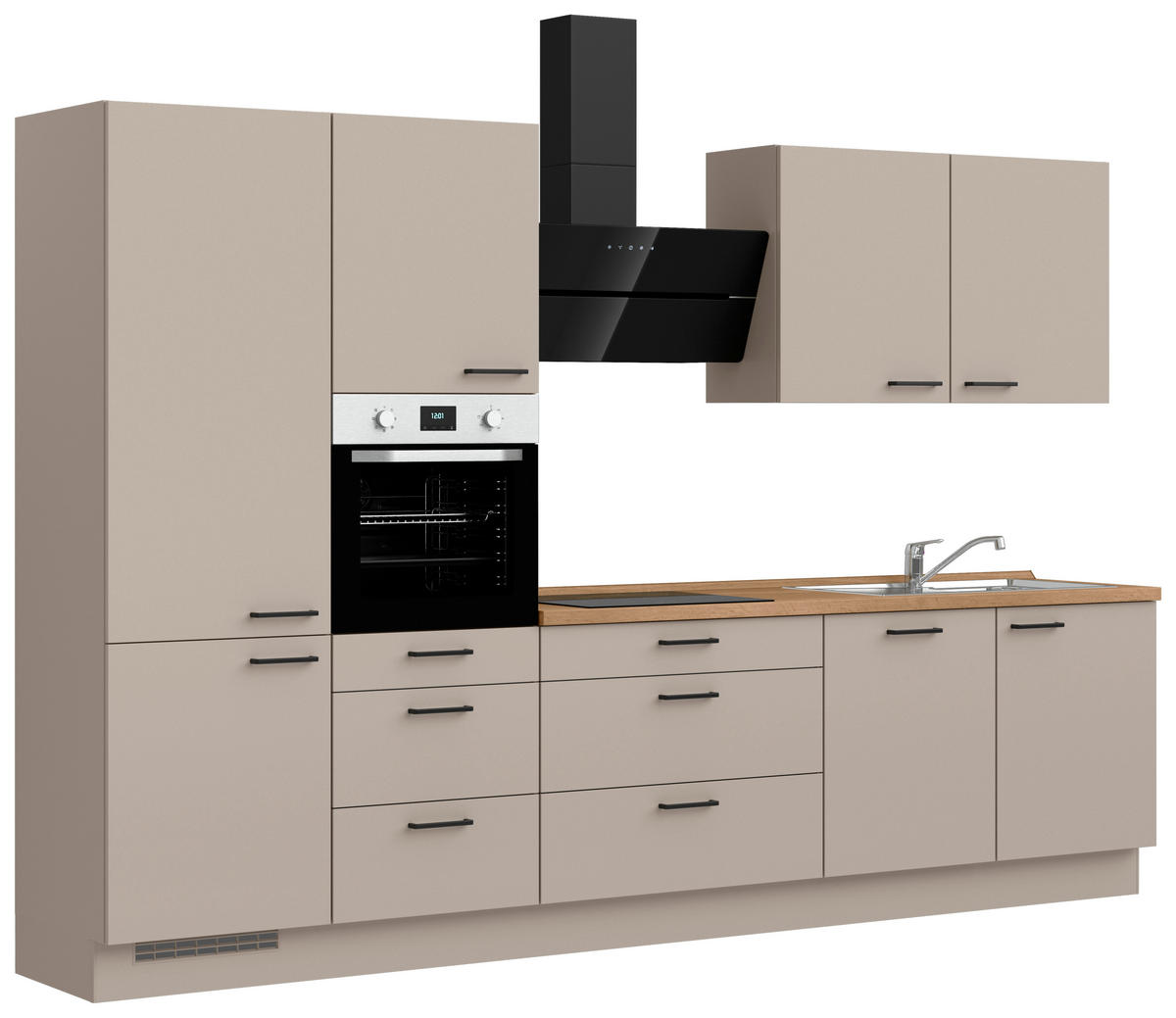 KÜCHENBLOCK Easytouch 330 cm  in Eichefarben, Sandfarben  - Sandfarben/Eichefarben, MODERN, Holzwerkstoff/Metall (330cm) - Nobilia
