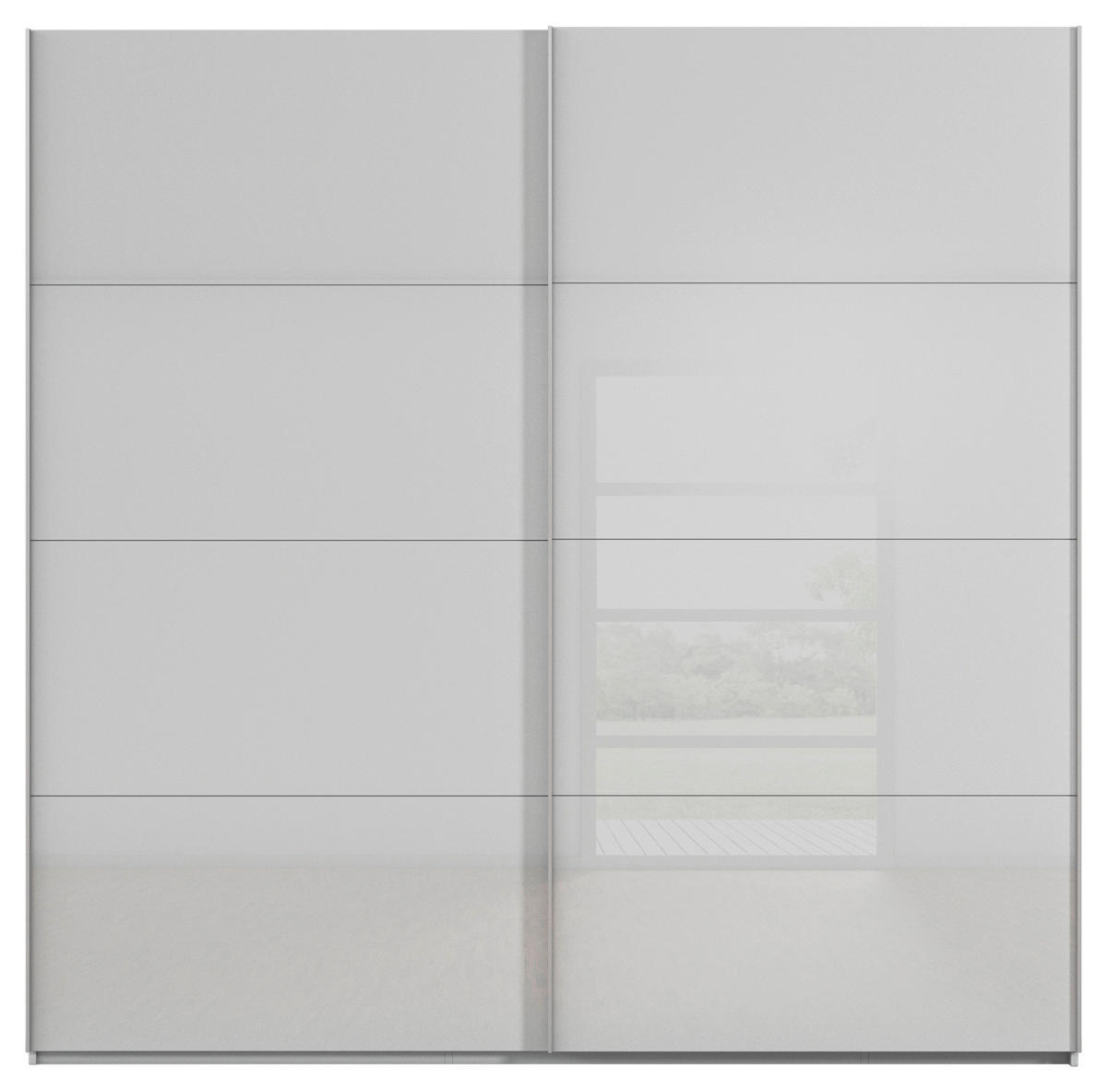 SCHWEBETÜRENSCHRANK 226/223/68 cm 2-türig Weiß, Seidengrau  - Seidengrau/Alufarben, Design, Glas/Holzwerkstoff (226/223/68cm) - Xora