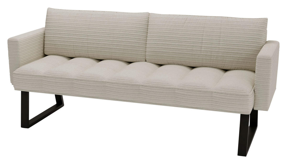 SITZBANK 200/88/69 cm Struktur Naturfarben Metall  - Schwarz/Naturfarben, Design, Textil/Metall (200/88/69cm) - Valdera