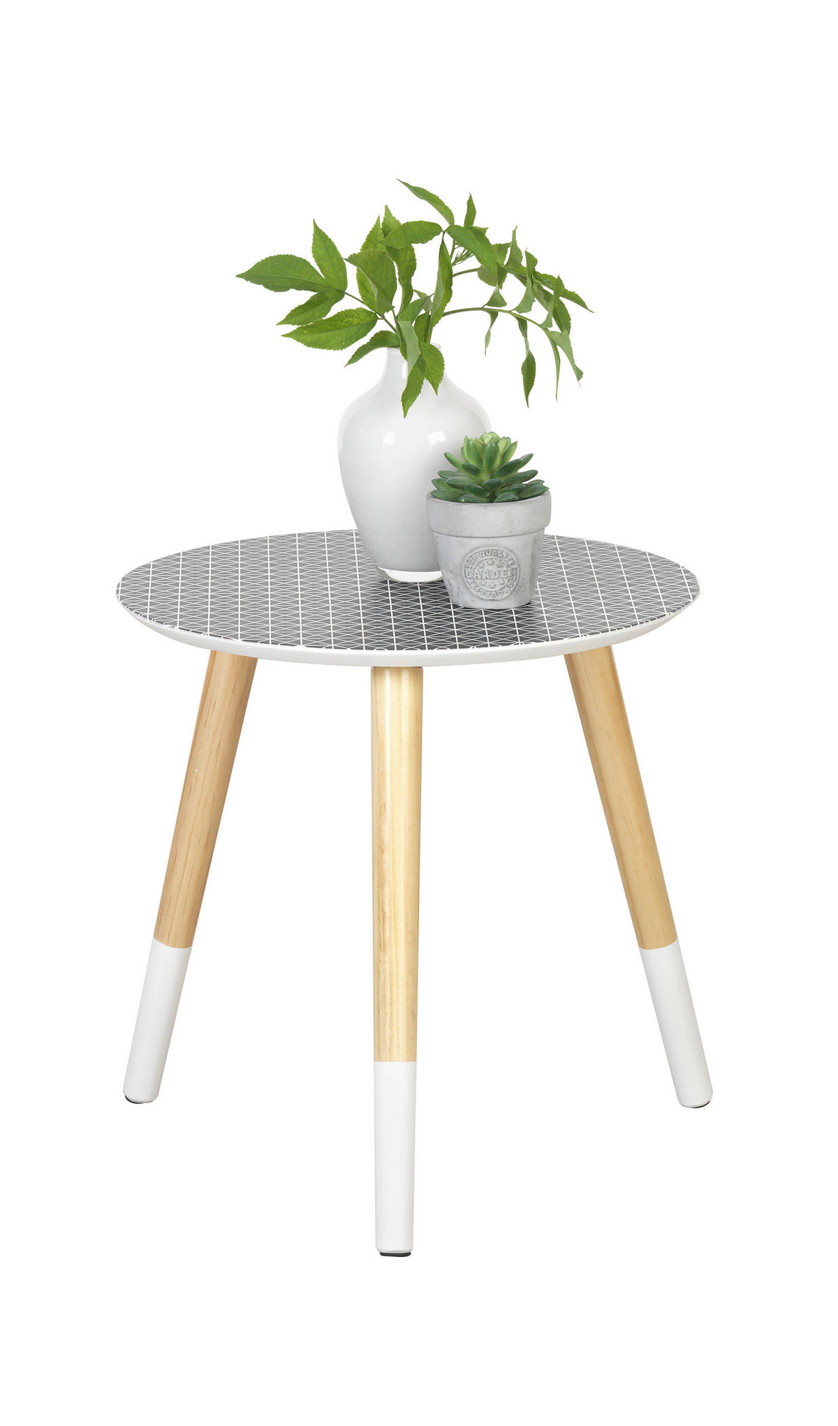 PRÍRUČNÝ STOLÍK, pínia, prírodná farba, čierna, biela - čierna/biela, Design, drevo/kompozitné drevo (40/40/40cm) - Carryhome