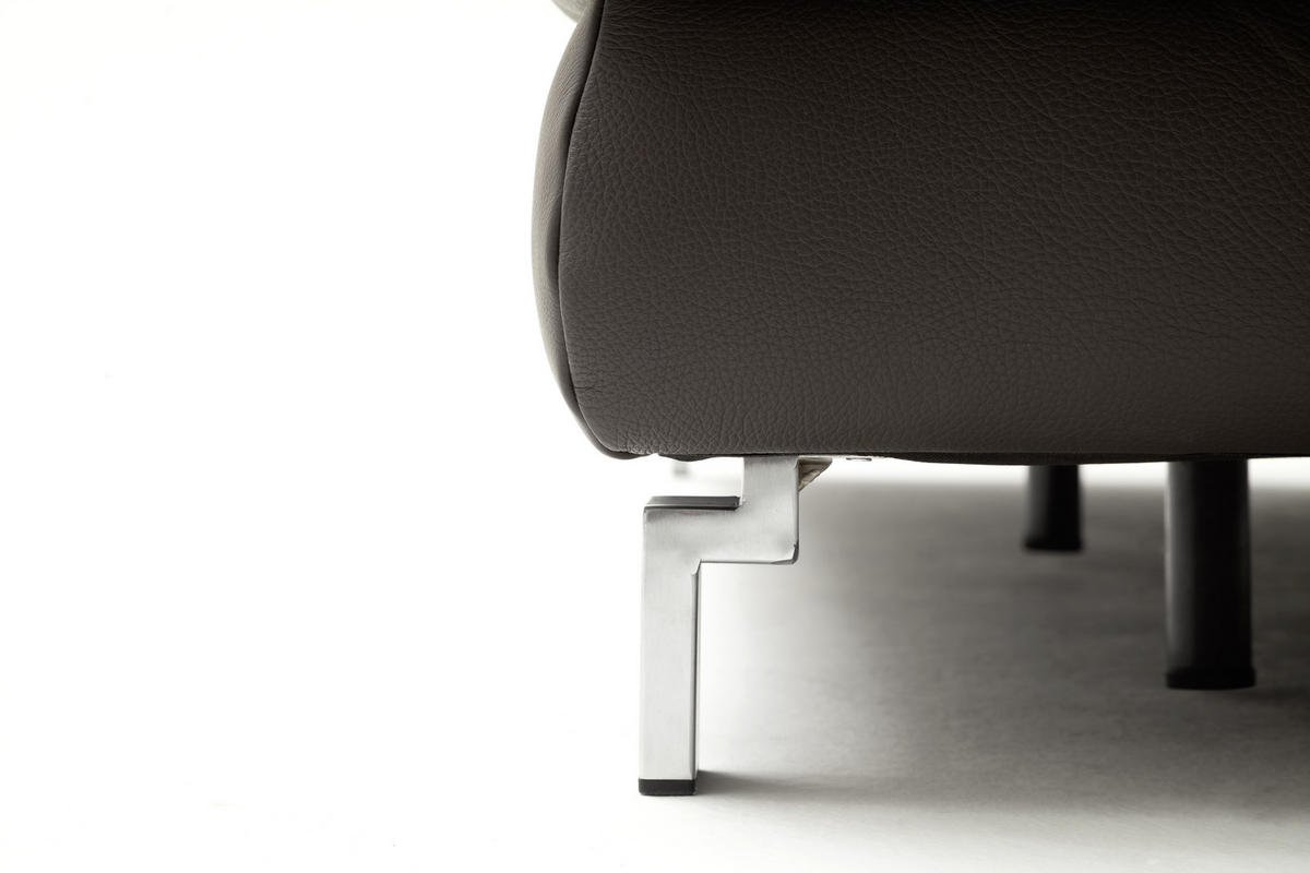 ECKSOFA in Echtleder Dunkelbraun  - Chromfarben/Dunkelbraun, Design, Leder/Metall (200/271cm) - Pure Home Lifestyle