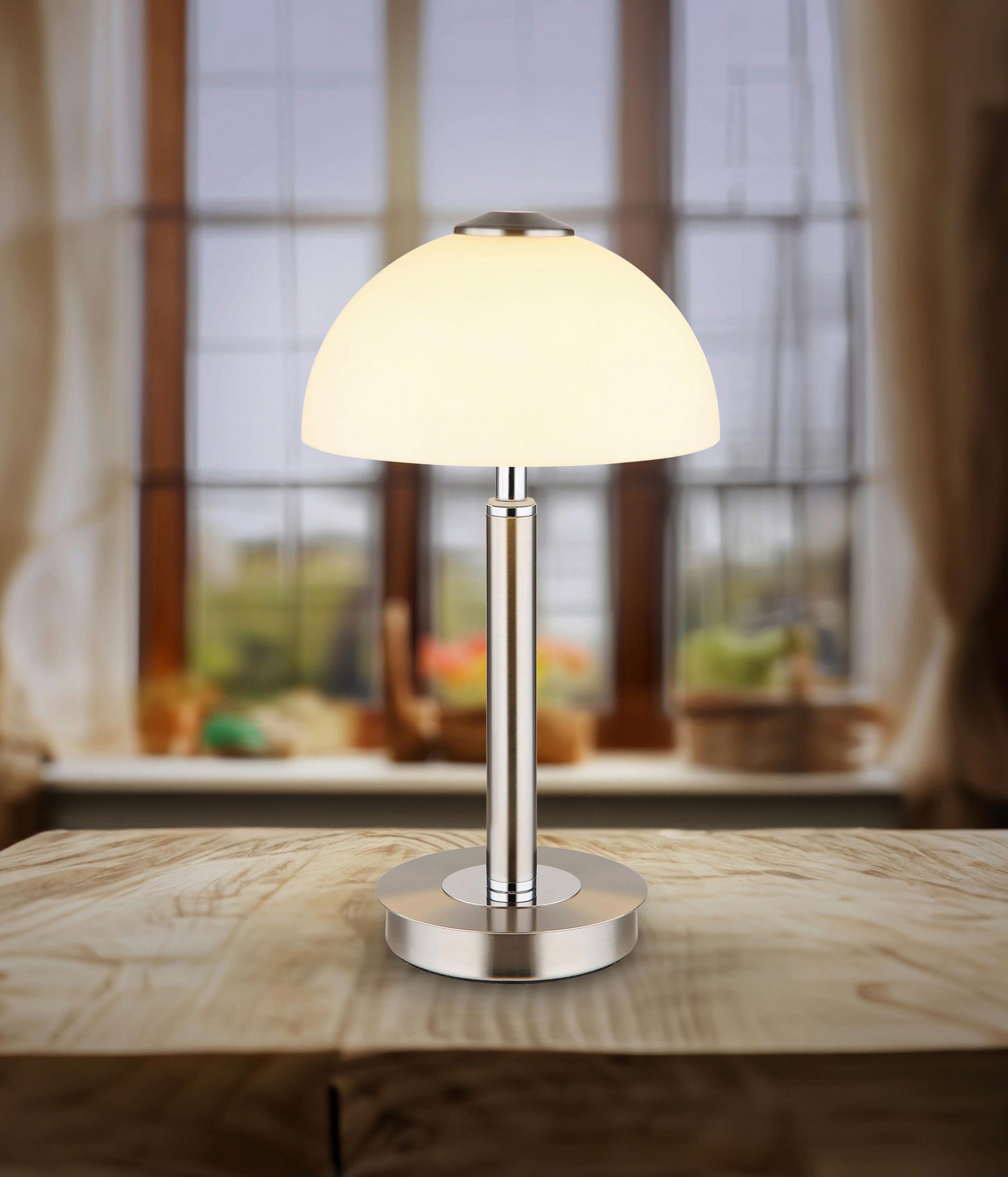 LED-TISCHLEUCHTE 25/45 cm   - Chromfarben/Schwarz, Basics, Glas/Kunststoff (25/45cm) - Globo