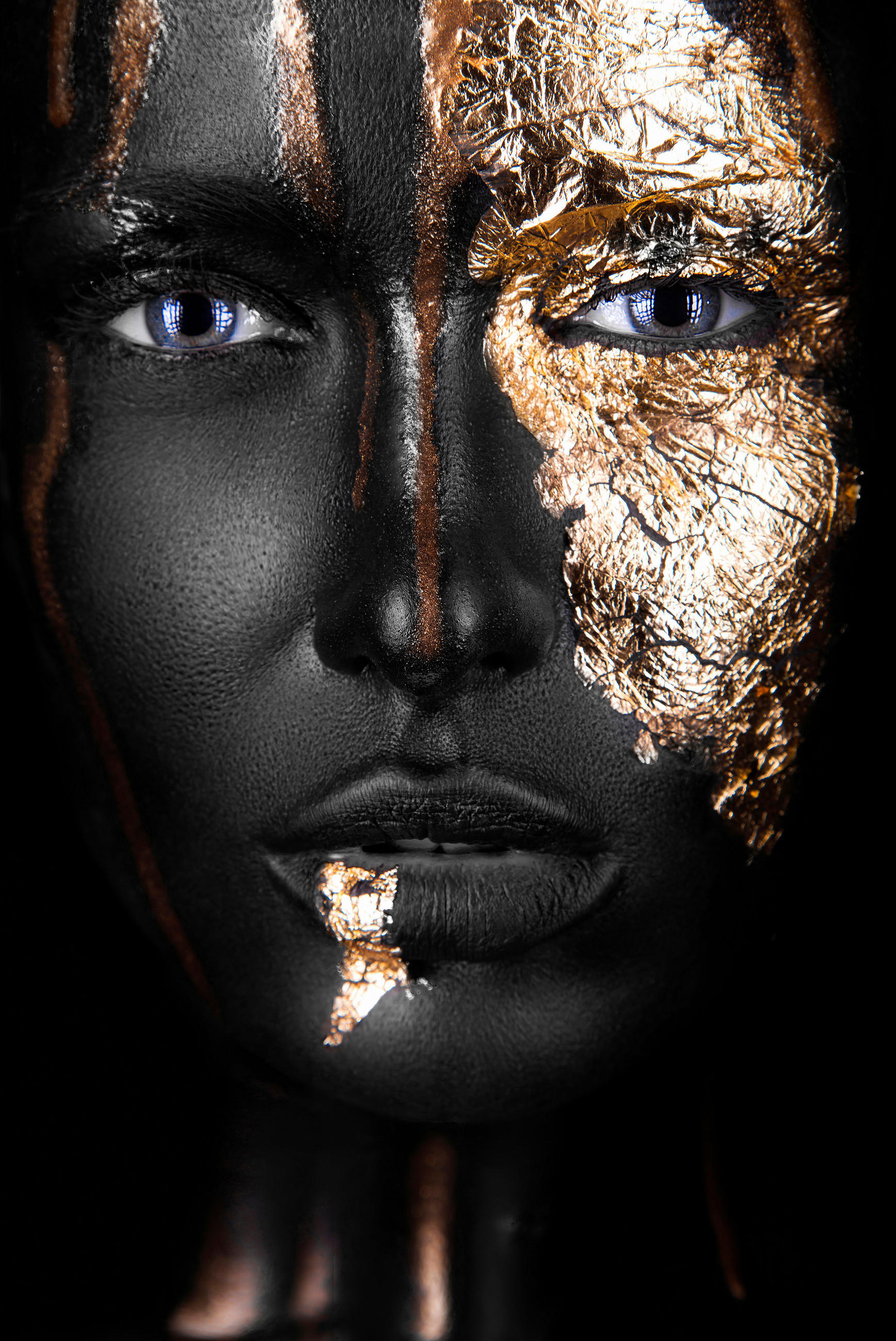 Wandkraft Bild Grau, Schwarz, Gold 100x150 cm