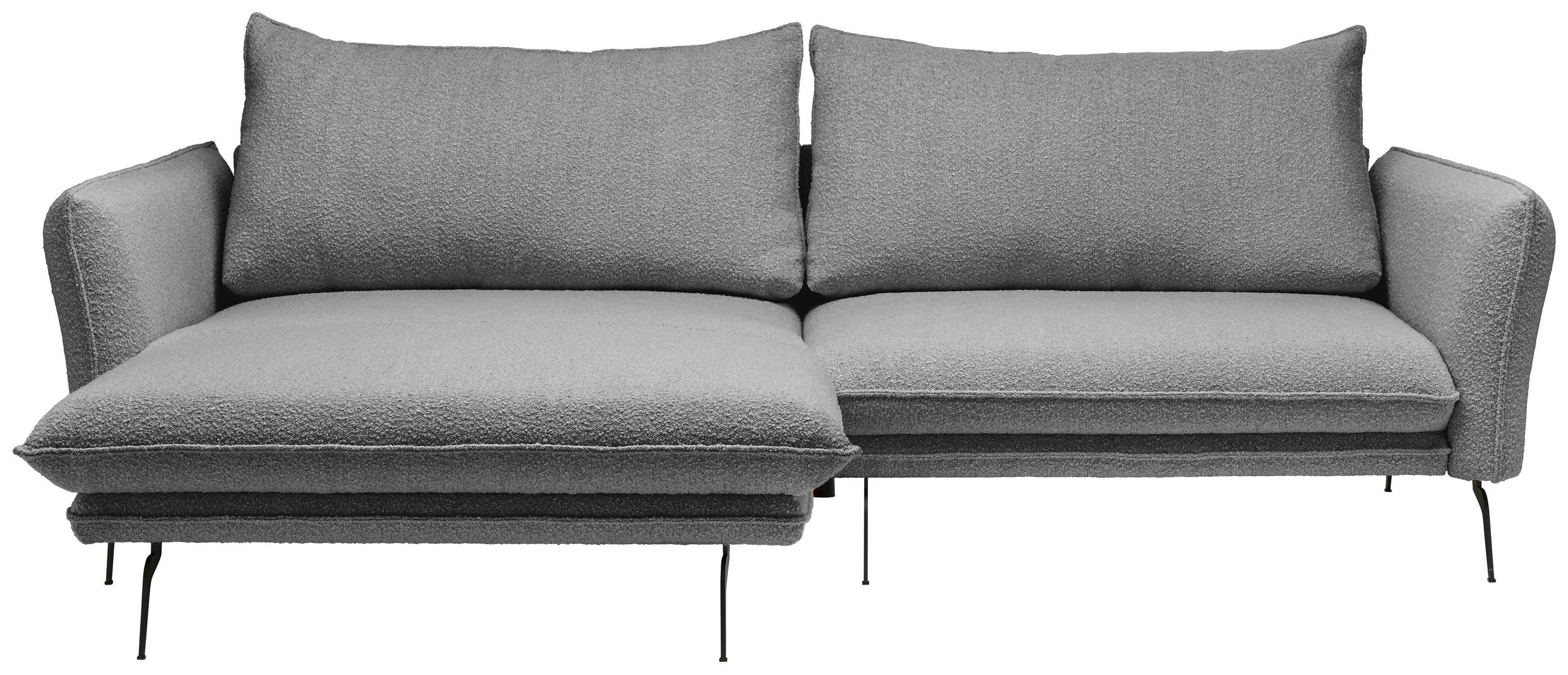 ECKSOFA Taupe Bouclé  - Taupe/Schwarz, Design, Textil/Metall (182/277cm) - Stylife