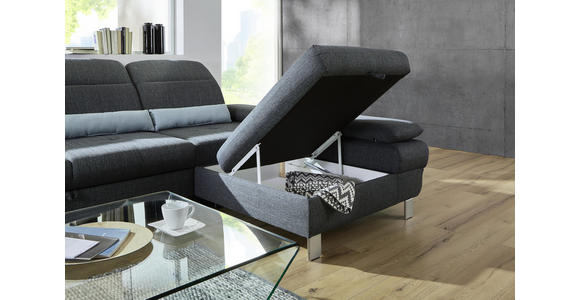 Wohnlandschaft inkl.Funktionen Grau, Hellblau Webstoff - Alufarben/Grau, KONVENTIONELL, Textil/Metall (286/216cm) - Cantus