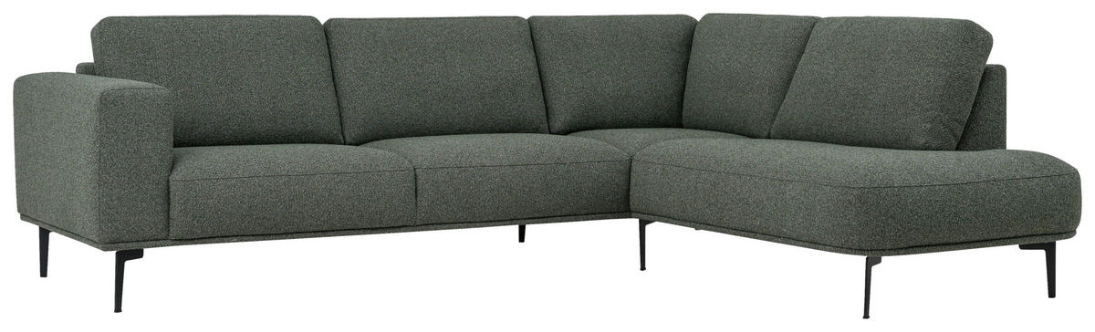 SOFFA i chenille grön  - grön/svart, Klassisk, metall/trä (397/213cm) - Pure Home Comfort
