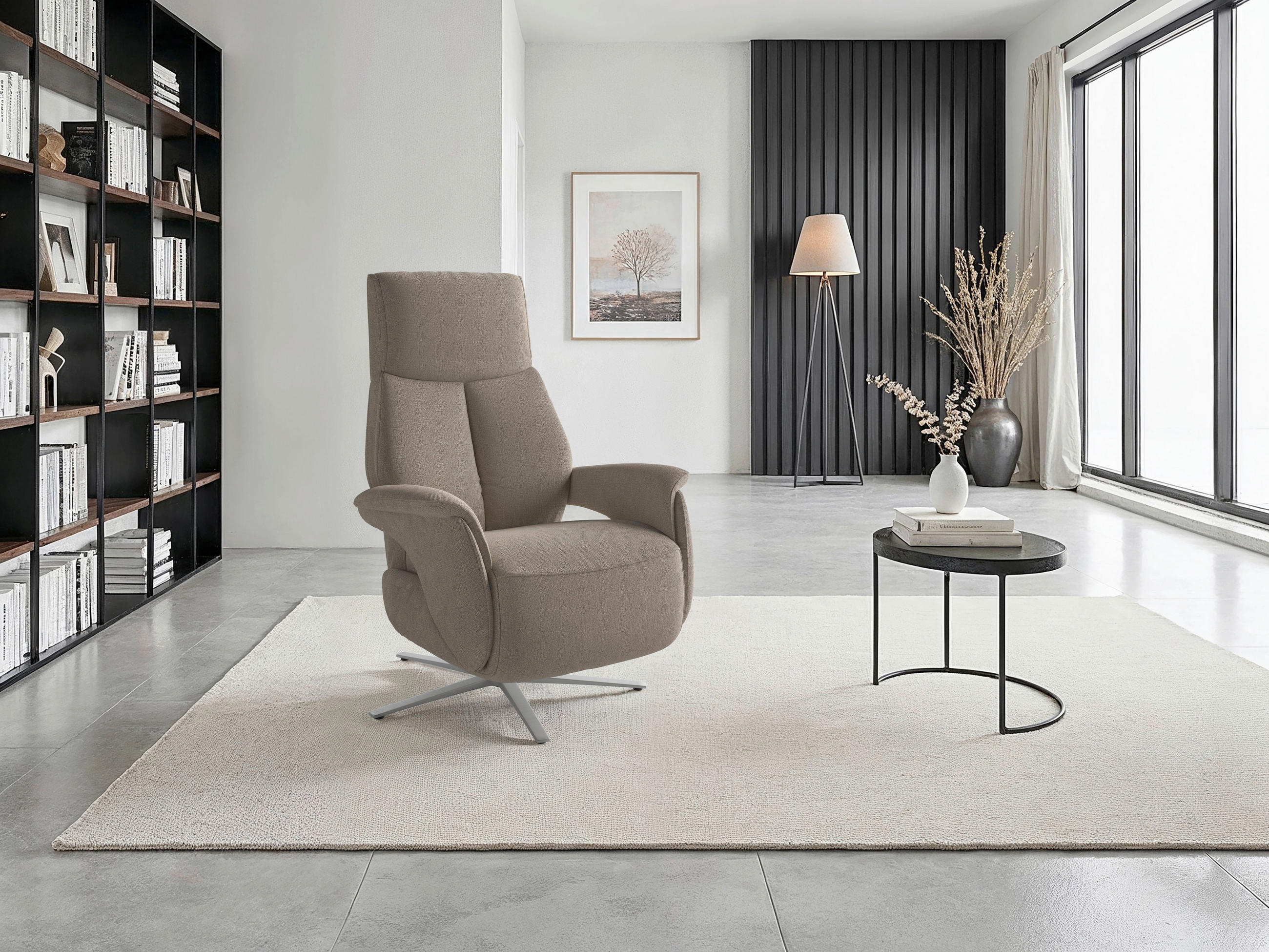 RELAXSESSEL in Textil Taupe  - Taupe/Silberfarben, Basics, Textil/Metall (75/110/85cm) - Sit & More
