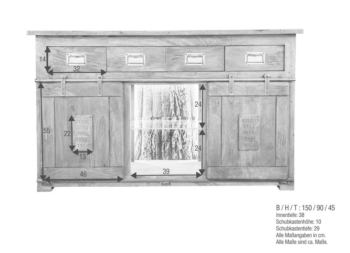 SIDEBOARD  in 150/90/45 cm  - Anthrazit/Schwarz, KONVENTIONELL, Glas/Holz (150/90/45cm) - Livetastic