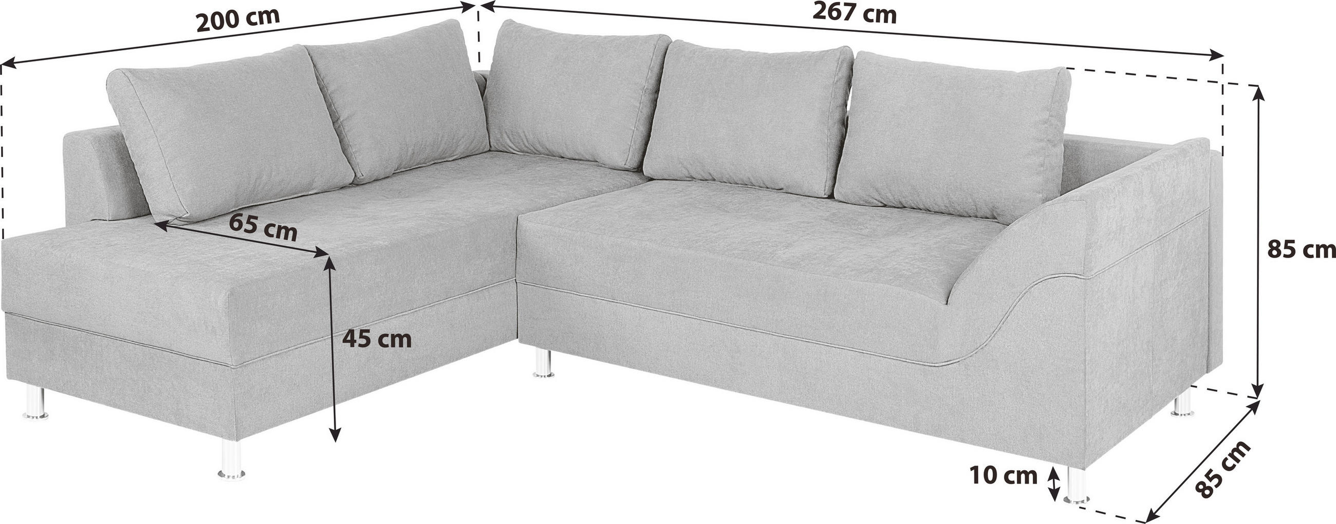 Thumbnail - P & B Ecksofa, Beere, Textil, Füllung: Schaumstoffflocken, L-Form, einmalig seitenverkehrt montierbar, 267x200 cm, Rücke...