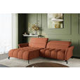 ECKSOFA Rostfarben Flachgewebe Rücken echt, Kopfteilverstellung, Sitztiefenverstellung  - Rostfarben/Schwarz, KONVENTIONELL, Textil/Metall (175/272cm) - Carryhome