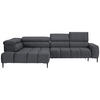 ECKSOFA Grau Samt, Webstoff  - Schwarz/Grau, Design, Textil/Metall (216/300cm) - Welnova