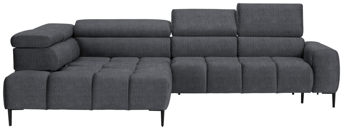 ECKSOFA Grau Samt, Webstoff  - Schwarz/Grau, Design, Textil/Metall (216/300cm) - Welnova