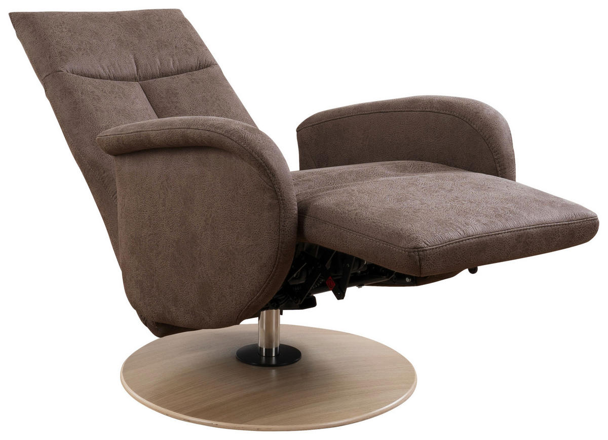 DREHSTUHL Mikrofaser Braun  - Eiche Bianco/Braun, KONVENTIONELL, Holz/Textil (75/112/82cm) - Sit & More