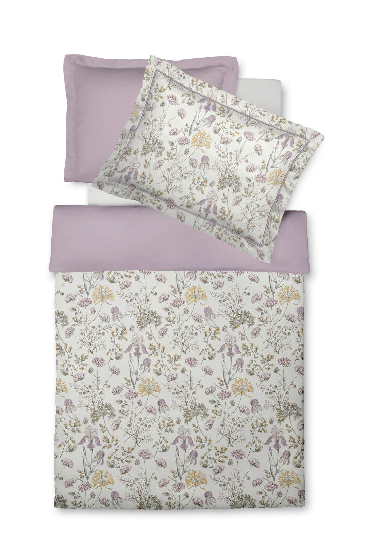 POSTELJINA MODERN CLASSIK K 140/200 cm makosaten bela, jorgovan, sahara, pastelno zelena  - sahara/bela, Konvencionalno, tekstil (140/200cm) - Fleuresse