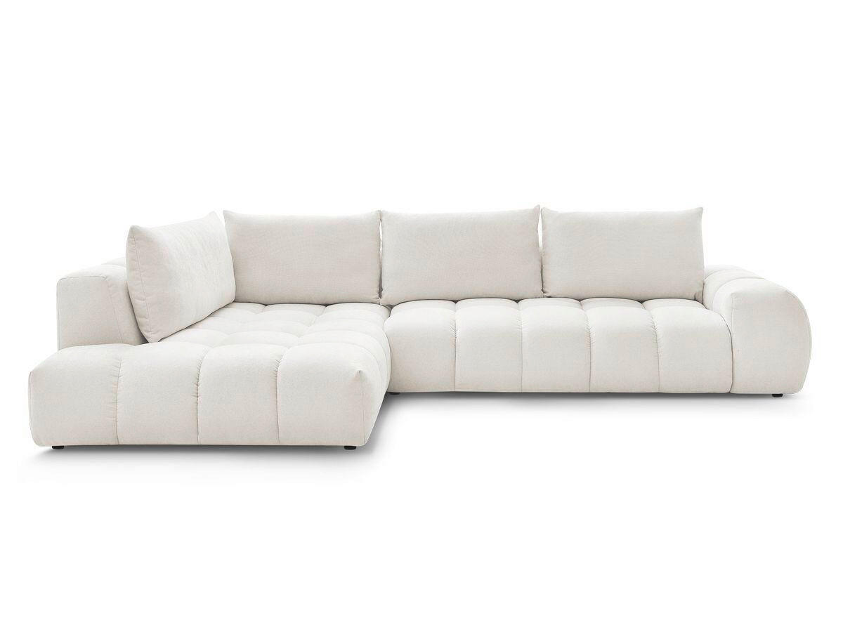 ECKSOFA Ottomane links  EVEREST Weiß Struktur  - Schwarz/Weiß, MODERN, Kunststoff/Textil (352/210cm)