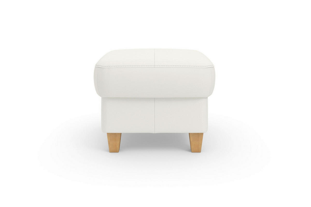 TABURETKA, koža, 58/48/58 cm - biela/farba duba, Basics, koža/drevo (58/48/58cm) - Sit & More