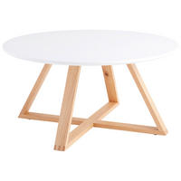 COUCHTISCH Eiche vollmassiv 80/80/39 cm rund Weiß, Eichefarben  - Eichefarben/Weiß, MODERN, Holz/Holzwerkstoff (80/80/39cm) - MID.YOU