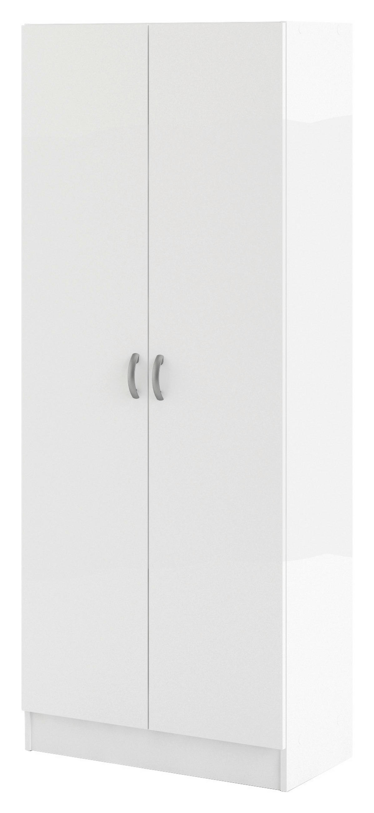 DREHTÜRENSCHRANK 69,2/170,4/34,6 cm 2-türig Weiß  - Silberfarben/Weiß, Basics, Holzwerkstoff/Metall (69,2/170,4/34,6cm) - MID.YOU