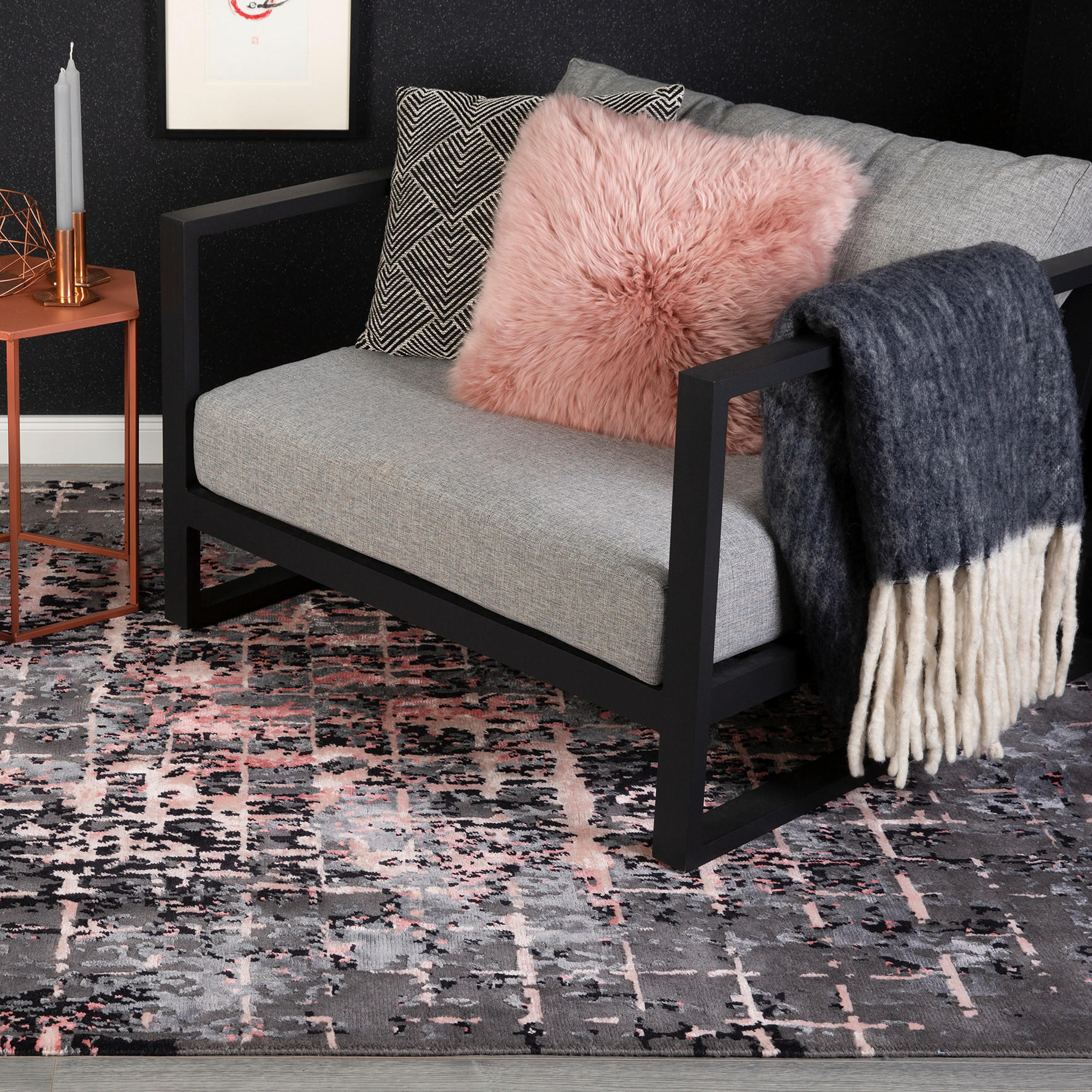 COVOR CU ȚESĂTURĂ PLATĂ  - roz aprins, Basics, textil (140/200cm) - Obsession