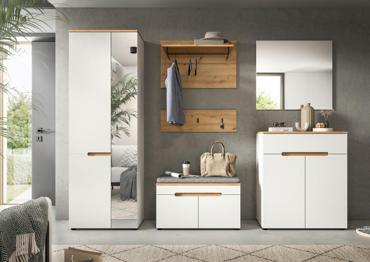 GARDEROBE 6-teilig  in 255/190/37 cm  - Weiß/Eiche Artisan, Design, Holzwerkstoff (255/190/37cm) - MID.YOU