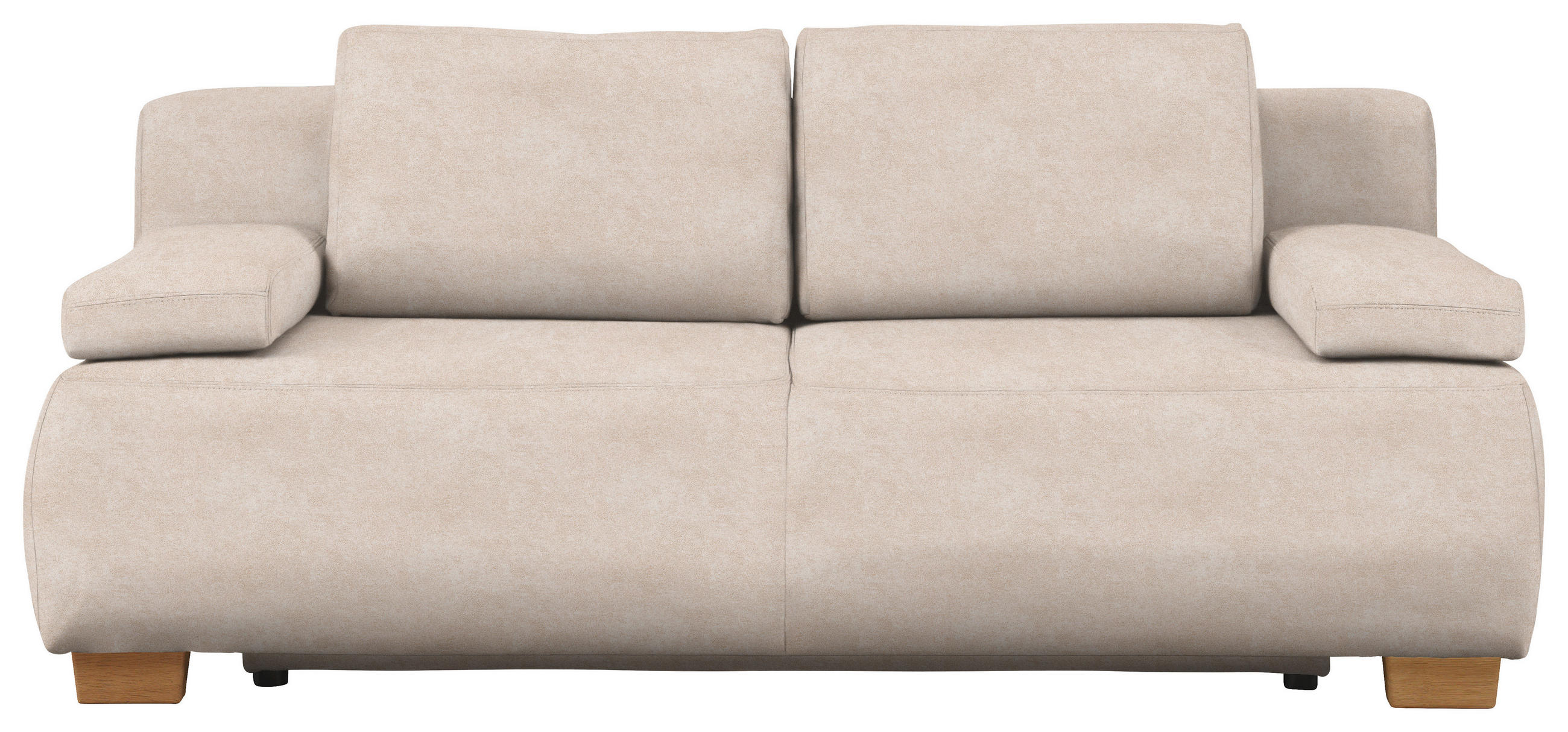 BOXSPRINGSOFA in Flachgewebe Sandfarben  - Sandfarben/Naturfarben, MODERN, Holz (205/93/108cm) - Venda