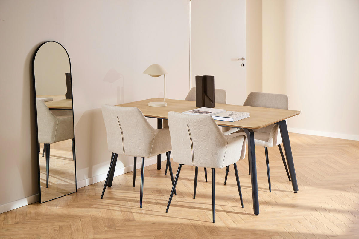 ESSTISCH rechteckig Naturfarben  - Schwarz/Naturfarben, Trend, Holzwerkstoff/Metall (160/75/90cm) - MID.YOU