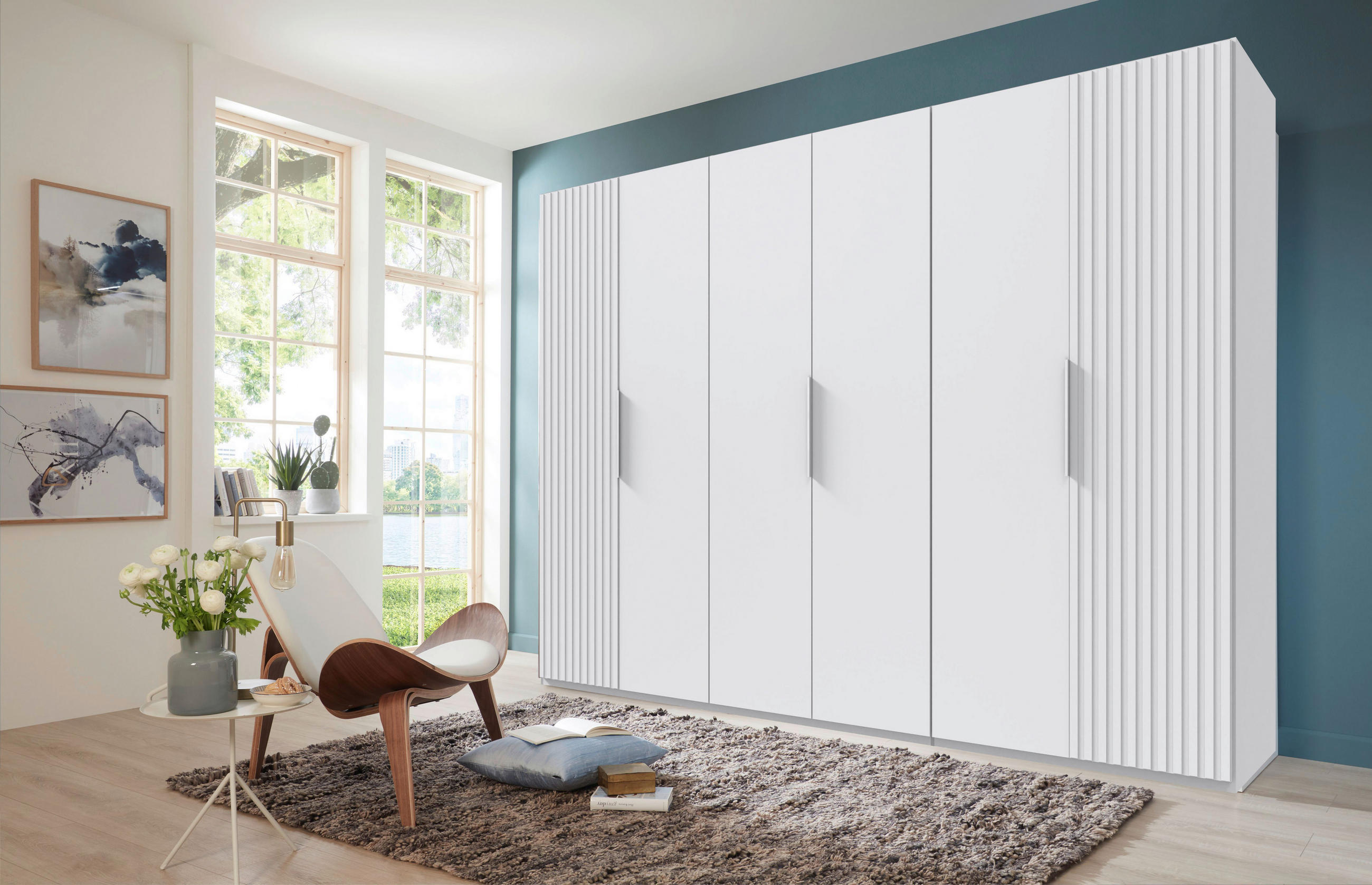DREHTÜRENSCHRANK in Weiss - Weiss, Modern, Holzwerkstoff/Metall (300/216/58cm) - MID.YOU