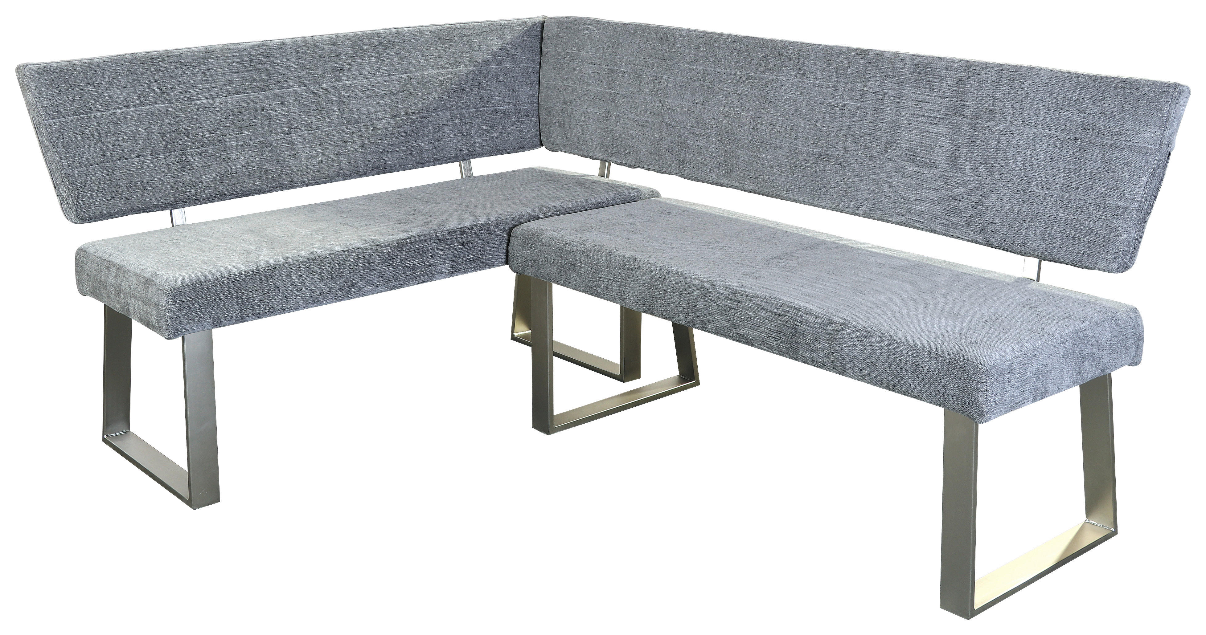 ECKBANK 142,5/187 cm  in Hellgrau  - Hellgrau/Nickelfarben, MODERN, Textil/Metall (142,5/187cm) - MID.YOU