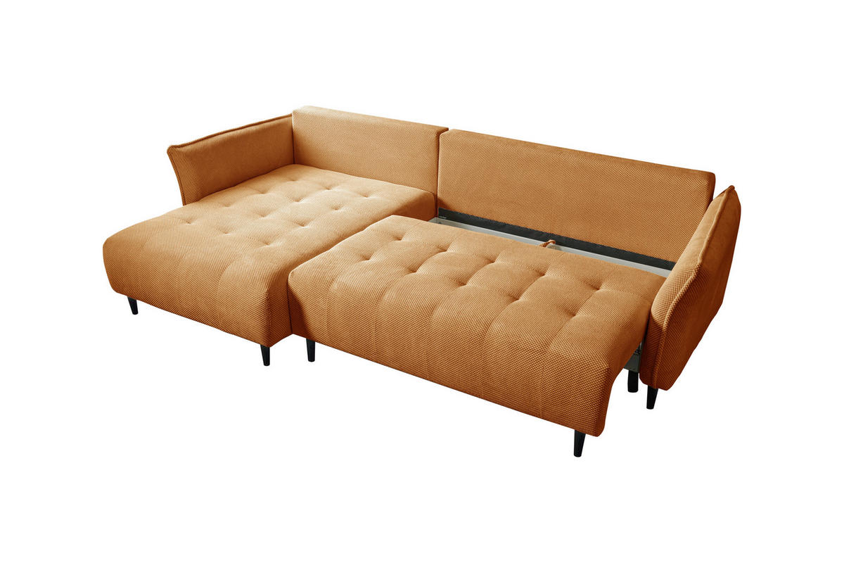 ECKSOFA MONTE CARLO Senfgelb Struktur, Plüsch  - Senfgelb/Schwarz, Trend, Textil (160/290cm) - MID.YOU