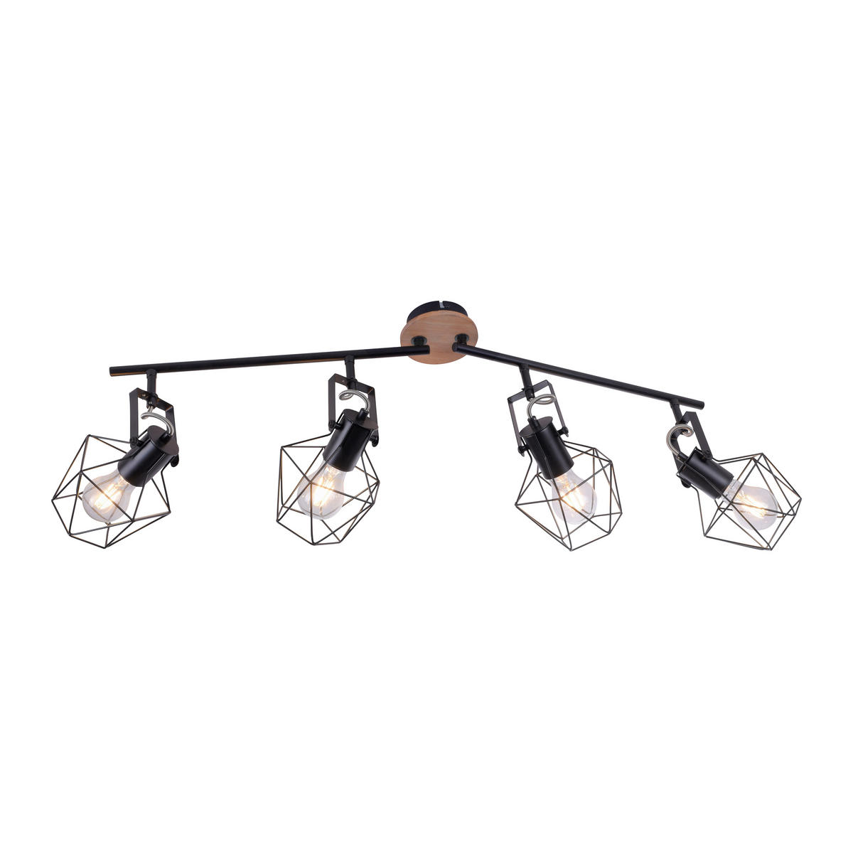 LED-DECKENLEUCHTE 110/109/30,5 cm   - Schwarz, Natur, Holz/Metall (110/109/30,5cm)