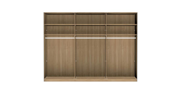SCHWEBETÜRENSCHRANK 300/236/67 cm 3-türig Weiß, Buchefarben - Buchefarben/Weiß, Natur, Glas/Holz (300/236/67cm) - Linea Natura