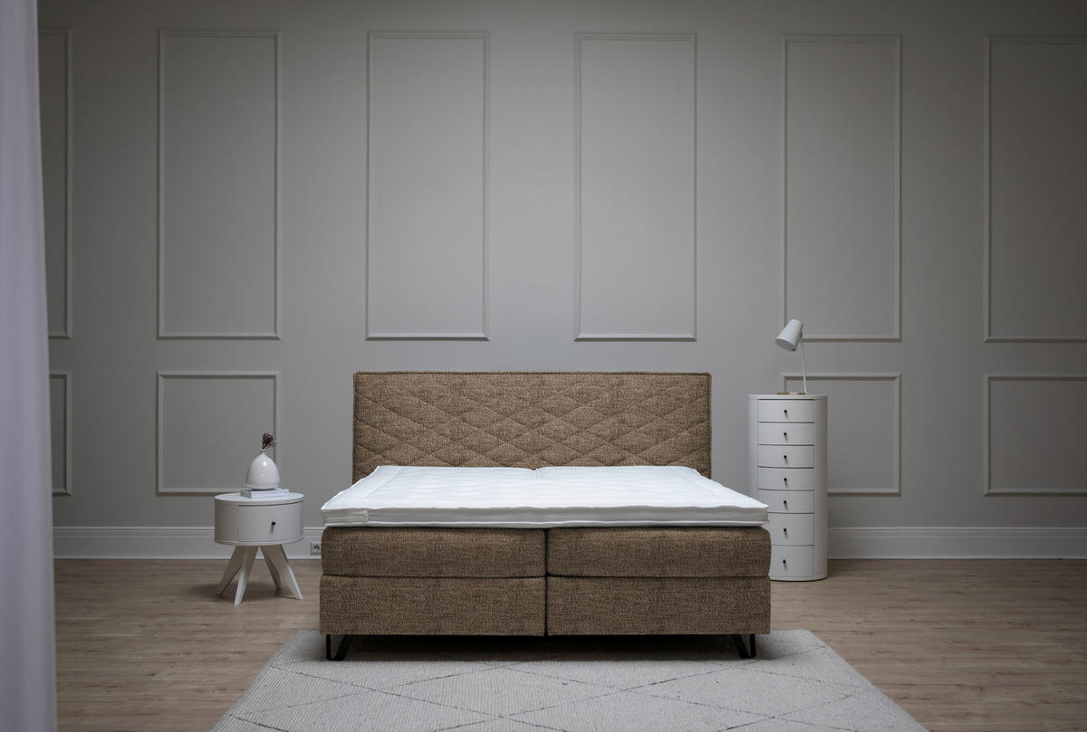 BOXSPRINGBETT 160/200 cm  in Braun  - Schwarz/Braun, KONVENTIONELL, Holz/Textil (160/200cm) - Sjöholm