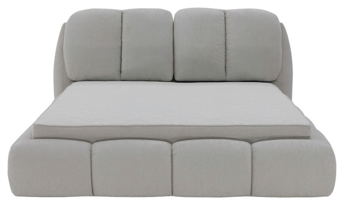 POLSTERBETT 180/200 cm,  in Silberfarben, gepolstertes Kopfteil, Lattenrost, Bettkasten,  - Silberfarben/Schwarz, Design, Holz/Kunststoff (180/200cm) - Chameo