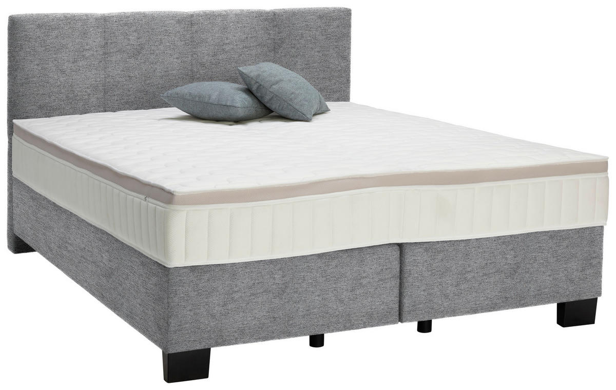 BOXSPRINGBETT 160/200 cm  in Grau  - Schwarz/Grau, Design, Kunststoff/Textil (160/200cm) - Hom`in