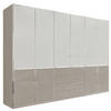 KLEIDERSCHRANK 300/216/58 cm 6-türig Weiß, Grau  - Chromfarben/Weiß, Design, Glas/Holzwerkstoff (300/216/58cm) - Novel