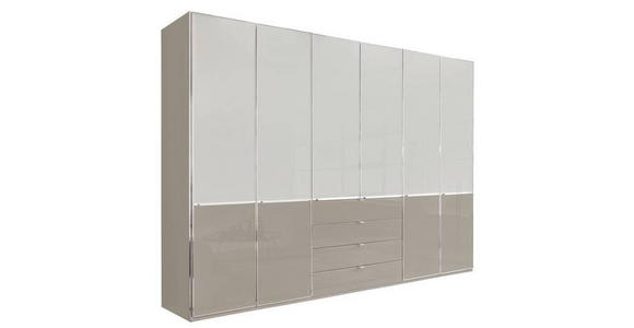 KLEIDERSCHRANK  in Grau, Weiß  - Chromfarben/Weiß, Design, Glas/Holzwerkstoff (300/216/58cm) - Novel