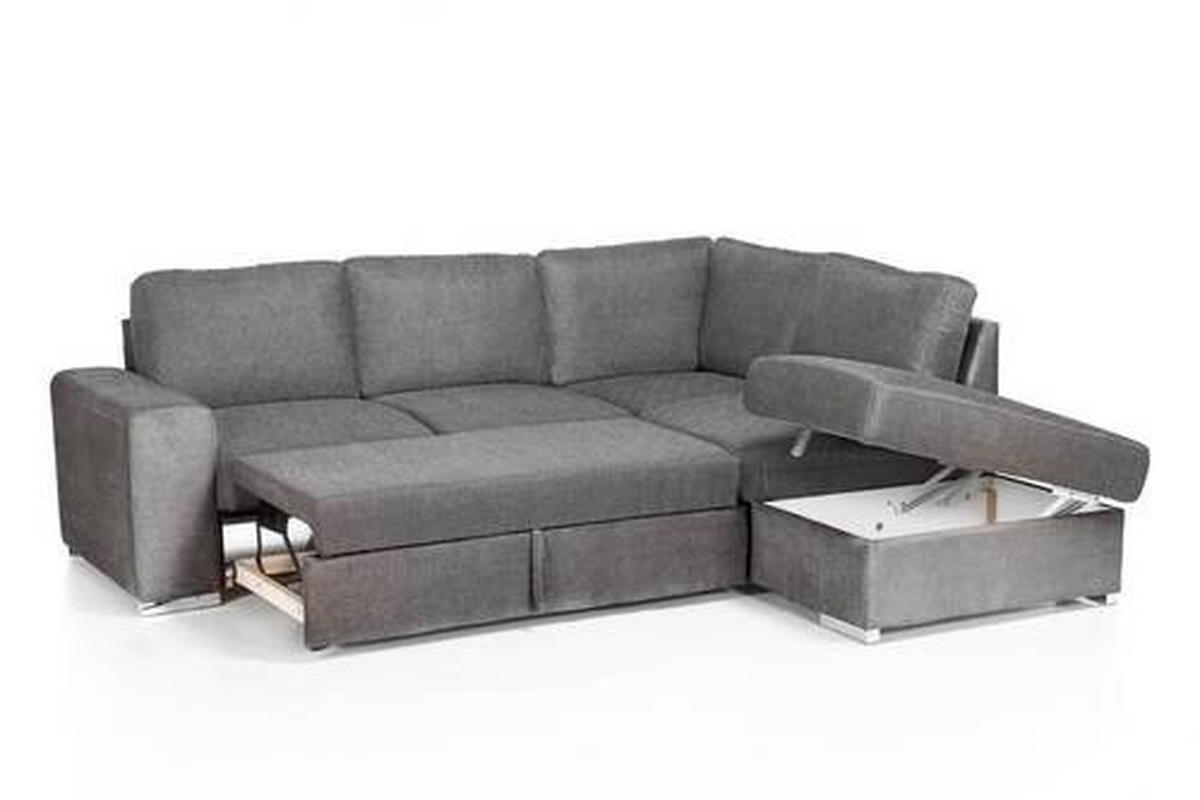 ECKSOFA Grau Mikrofaser  - Chromfarben/Grau, KONVENTIONELL, Textil/Metall (248/213cm) - MID.YOU