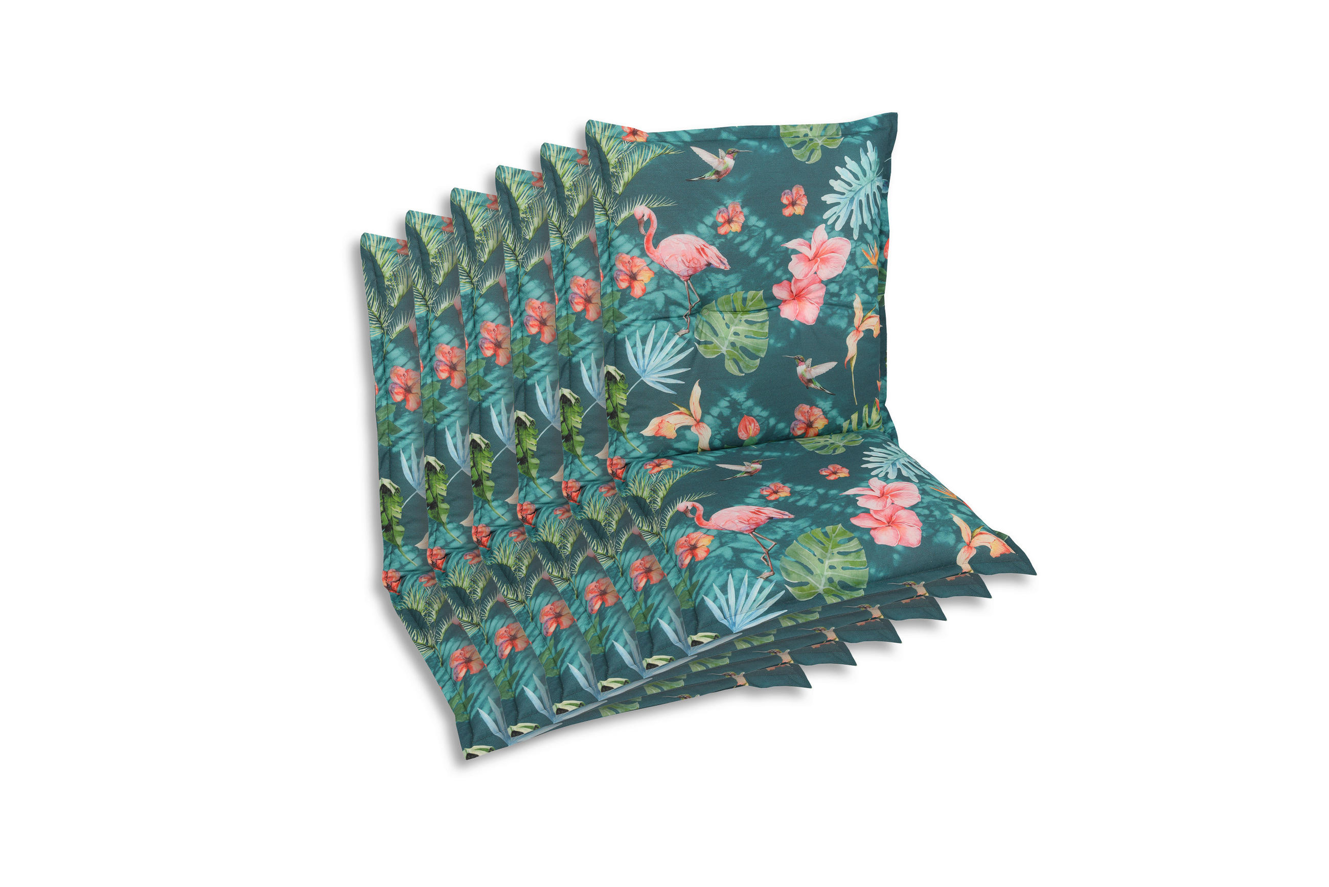 SESSELAUFLAGENSET Flamingo  - Blau/Rosa, Basics, Textil (50/7/100cm)